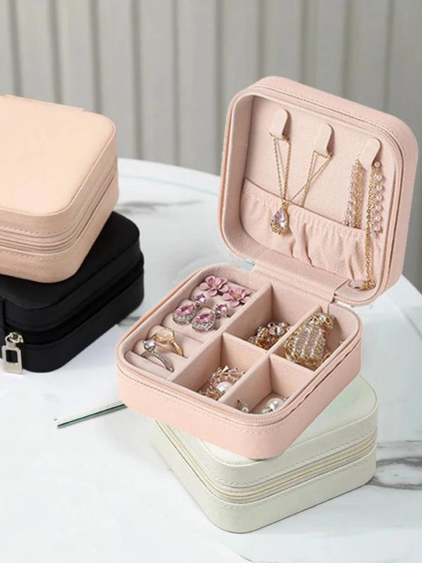 Pink Mini Portable Jewelry Box