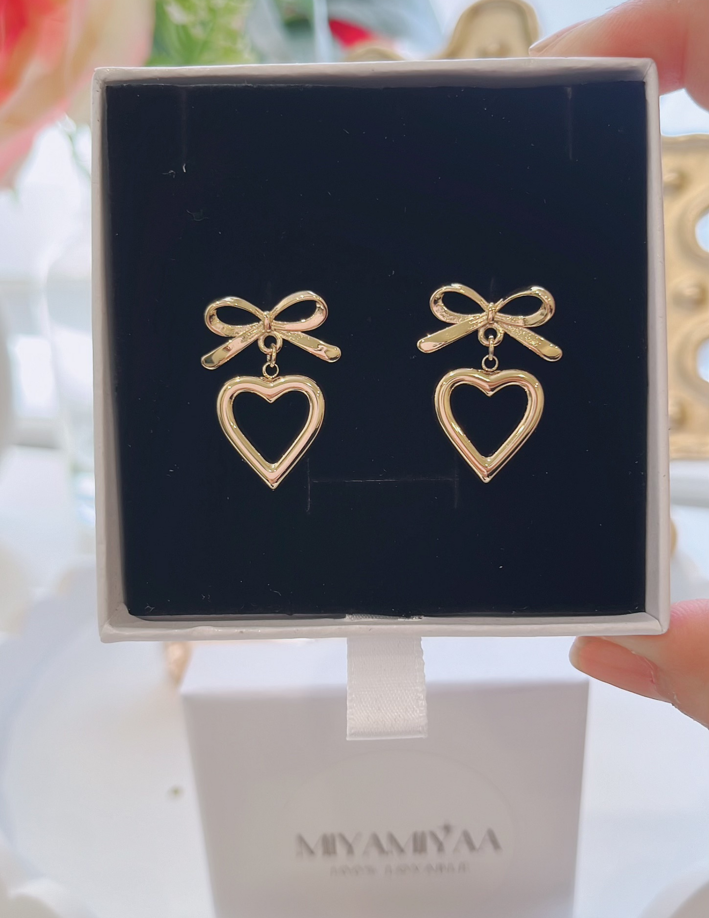 Ribbon Heart Earrings