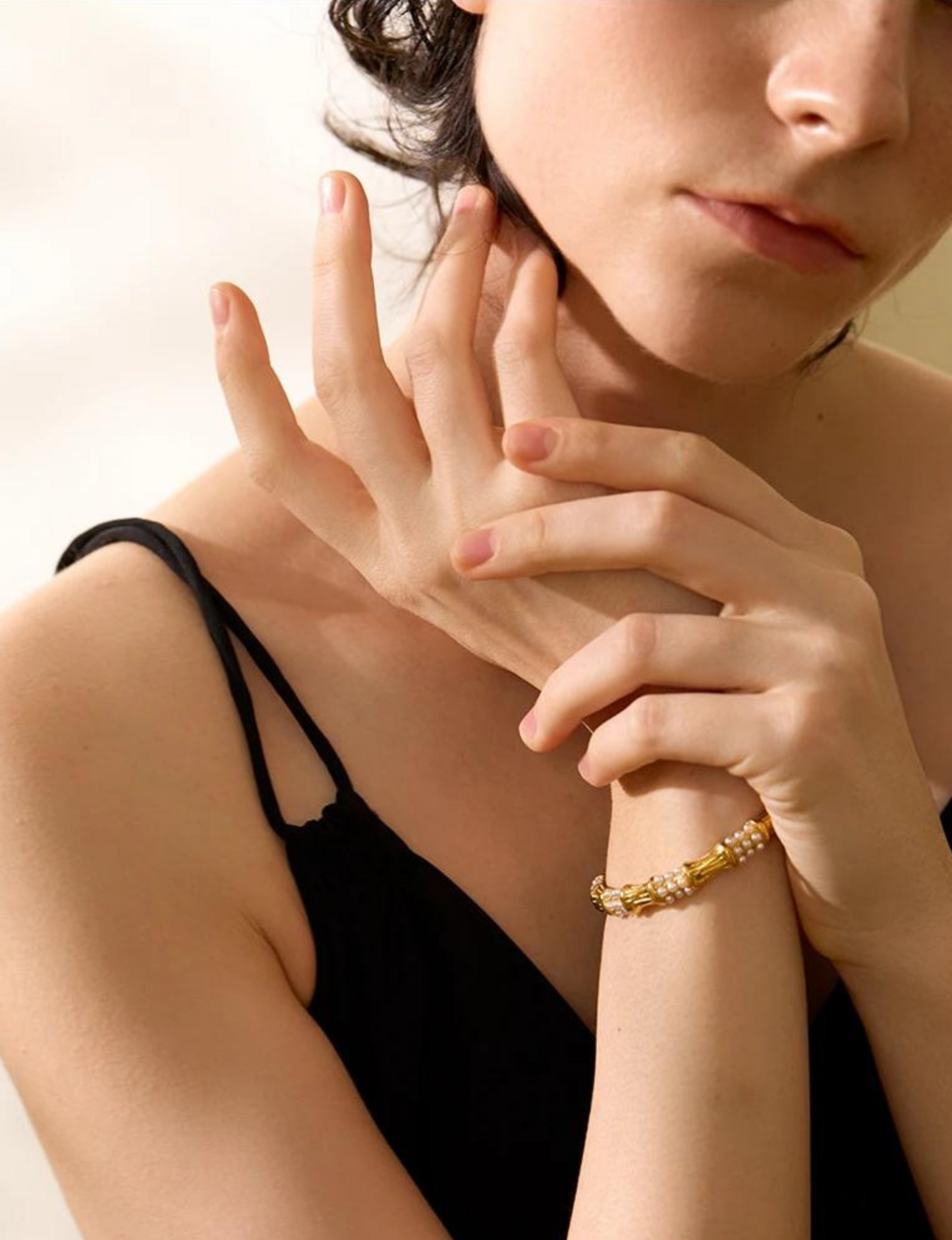 Bamboo Pearl Cuff Bangle