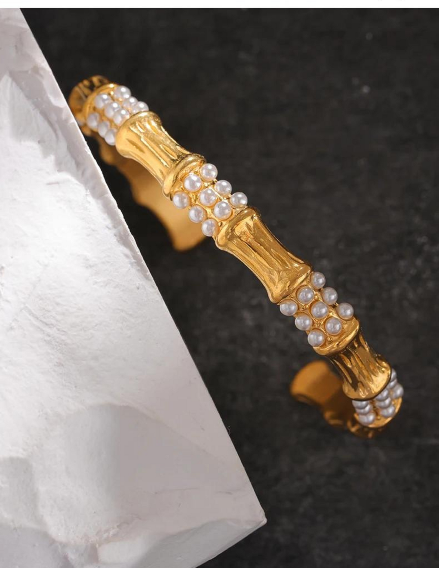 Bamboo Pearl Cuff Bangle