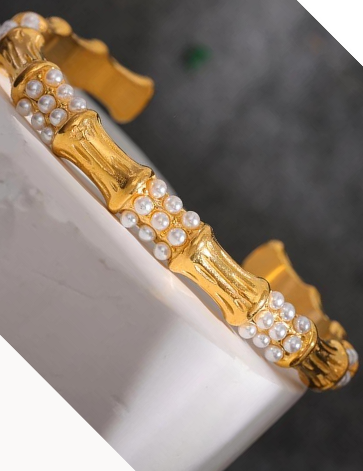 Bamboo Pearl Cuff Bangle
